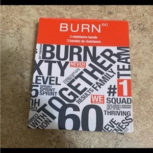 New! Burn 60 Set of 3 Resistance Bands, New in Box Exercise Training